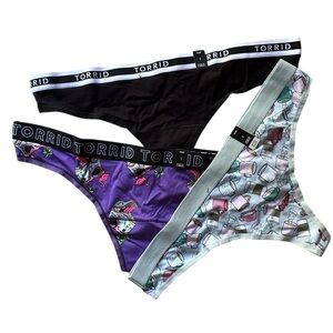NEW torrid 3 thong panties dinosaur/coffee/solid black